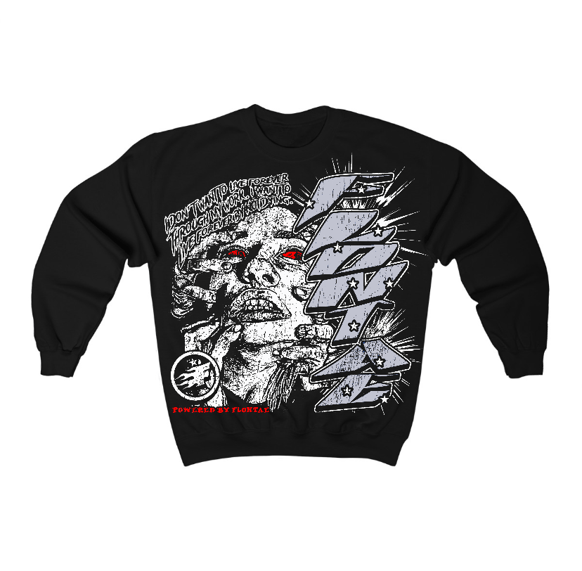 Black Cement 3s Flontae Crewneck Sweatshirt Forever Graphic