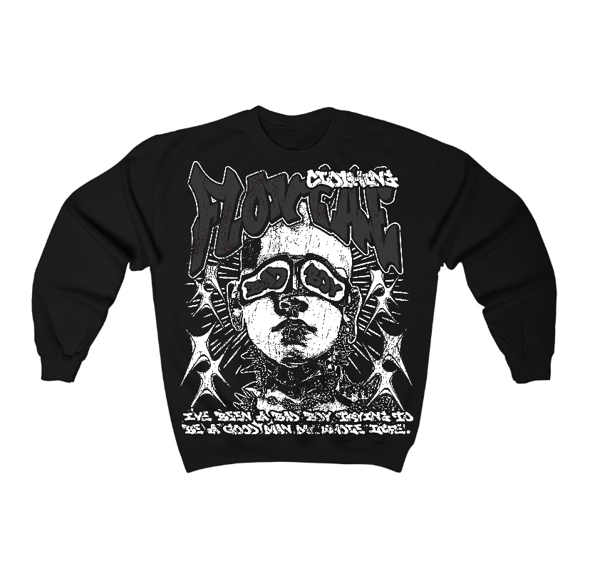 Black Cat 3s Flontae Crewneck Sweatshirt Be Good Graphic