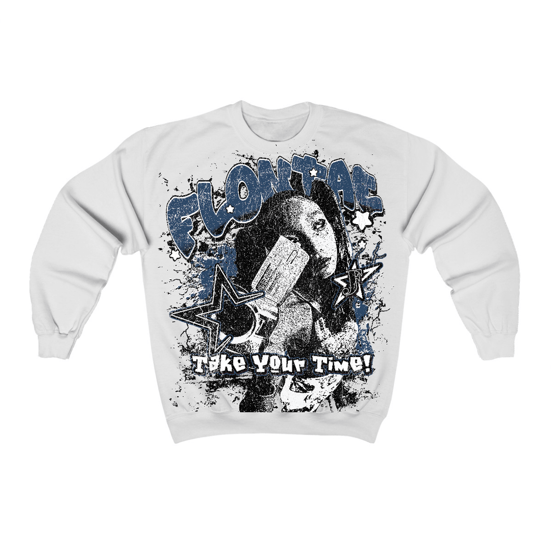 French Blue 12s Flontae Crewneck Sweatshirt Be Patient Graphic