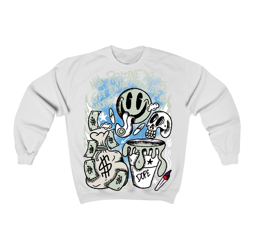 Seafoam 4s Flontae Crewneck Sweatshirt Stay Out Graphic