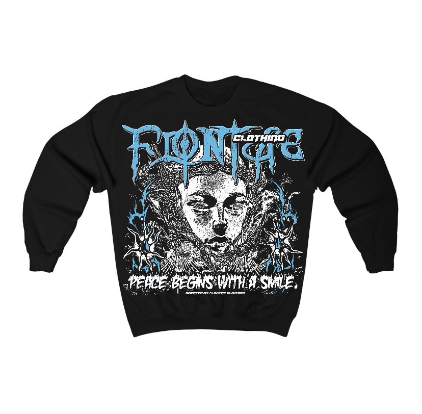 Legend Blue 11s Flontae Crewneck Sweatshirt Keep Peace Graphic