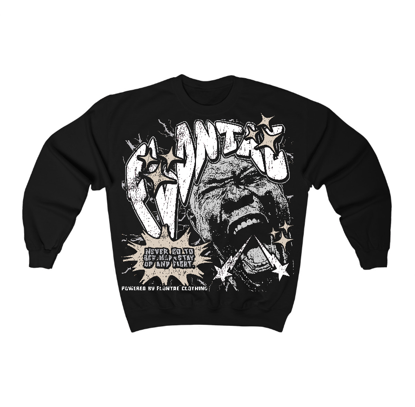 Reverse Metallic 5s Flontae Crewneck Sweatshirt Never Quit Graphic