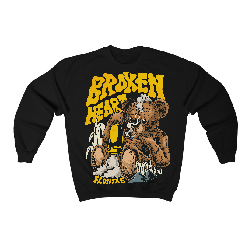 Vivid Sulfur 4s Flontae Crewneck Sweatshirt Broken Heart Graphic