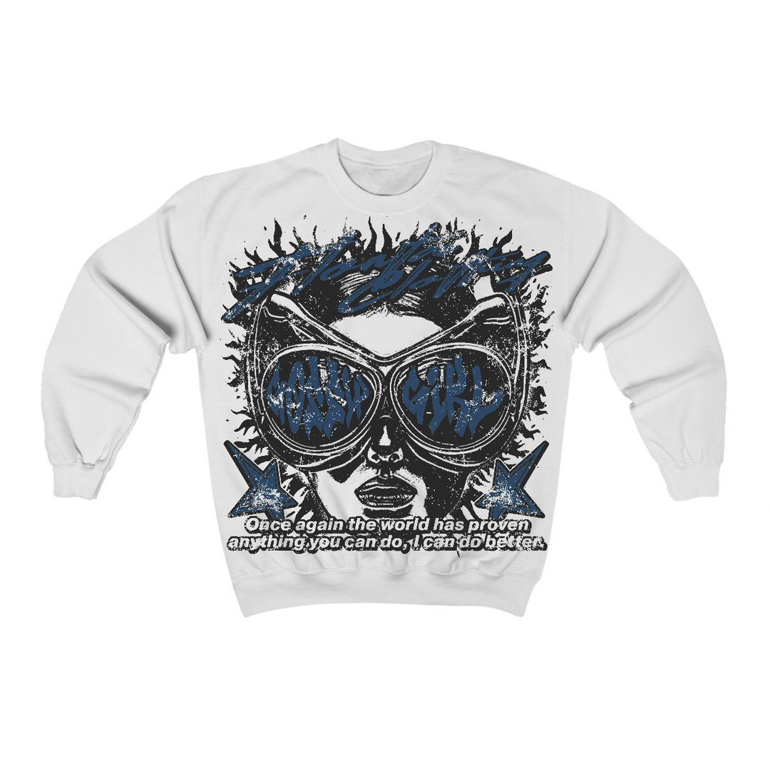 French Blue 12s Flontae Crewneck Sweatshirt Be Better Graphic