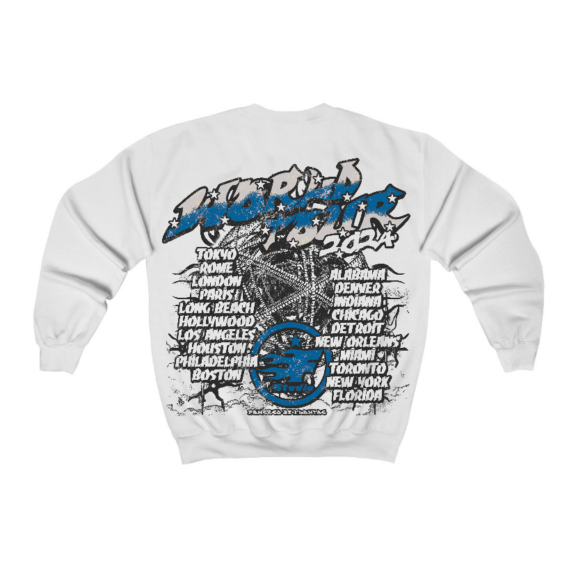 Military Blue 4s Flontae Crewneck Sweatshirt Stay Out Graphic