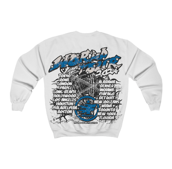 Military Blue 4s Flontae Crewneck Sweatshirt Stay Out Graphic