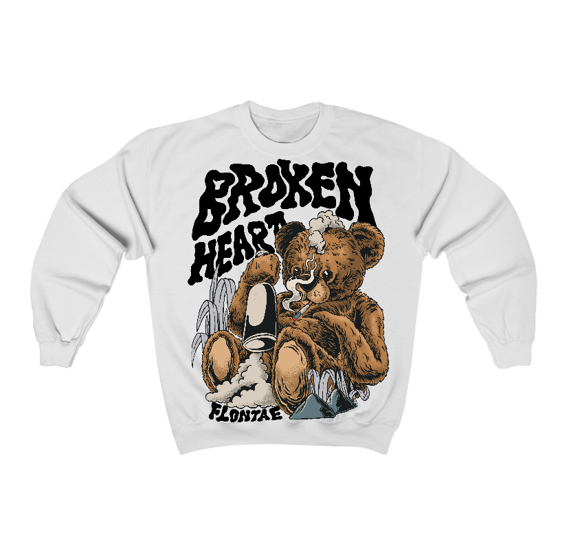 Reverse Metallic 5s Flontae Crewneck Sweatshirt Broken Heart Graphic