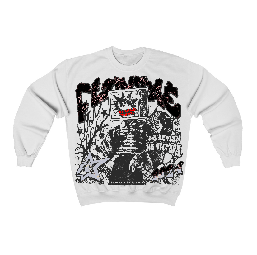 Black Cement 3s Flontae Crewneck Sweatshirt No Victory Graphic