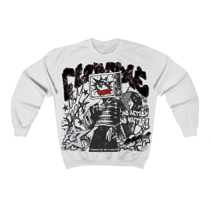 Black Cement 3s Flontae Crewneck Sweatshirt No Victory Graphic