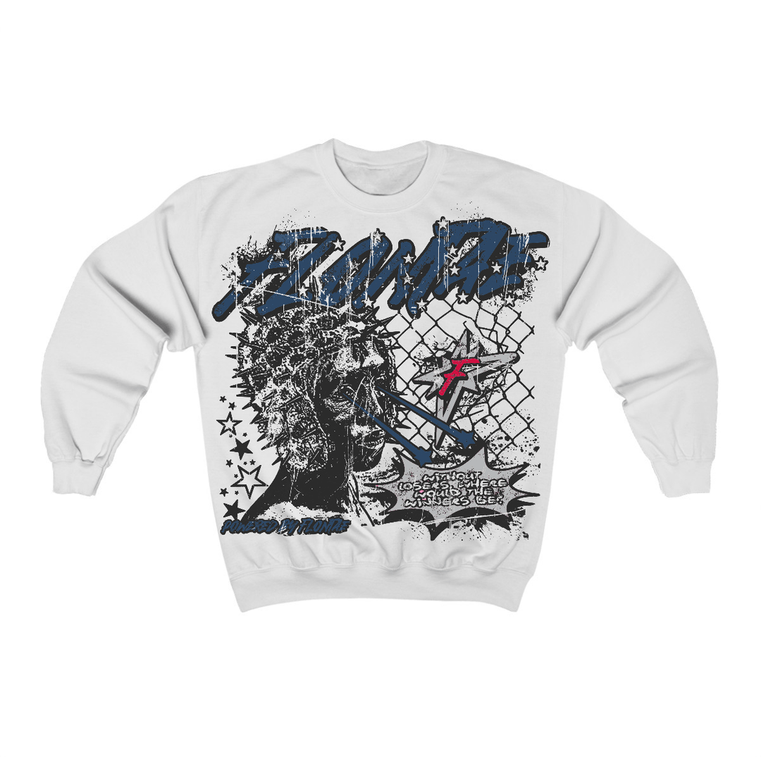 French Blue 12s Flontae Crewneck Sweatshirt Winners Graphic