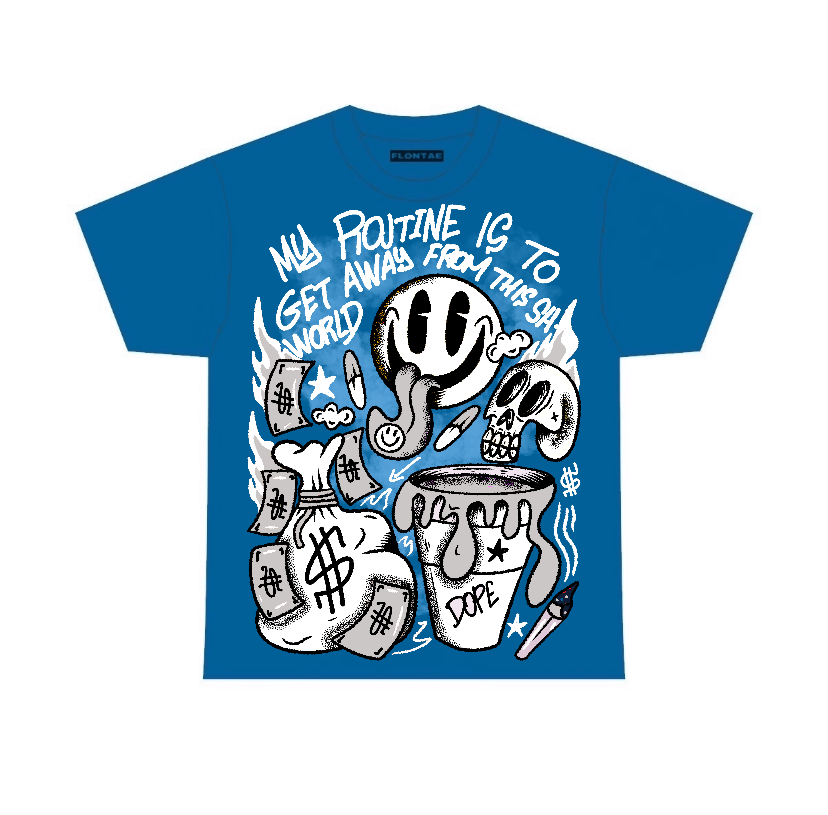 Military Blue 4s Flontae T-Shirt Stay Out Graphic