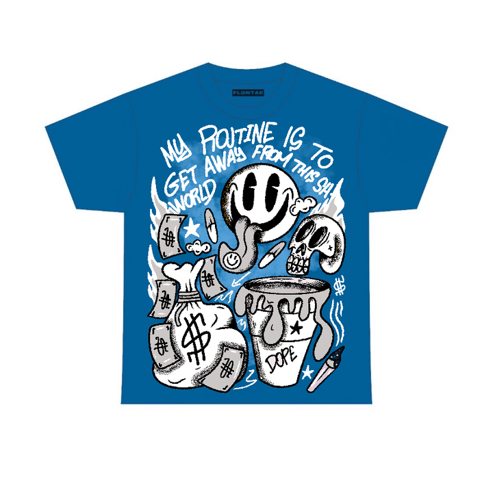 Military Blue 4s Flontae T-Shirt Stay Out Graphic