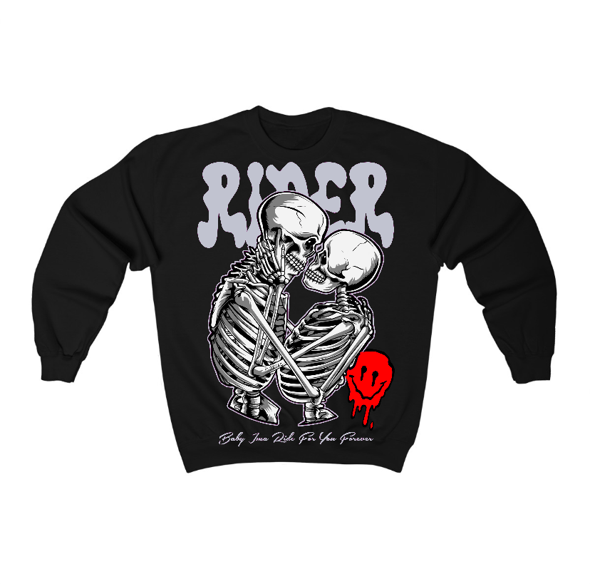 Black Cement 3s Flontae Crewneck Sweatshirt Rider Graphic