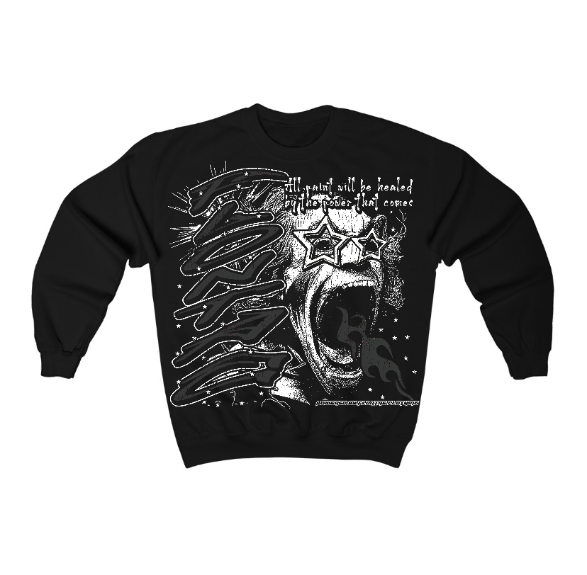 Black Cat 3s Flontae Crewneck Sweatshirt Wonder Graphic
