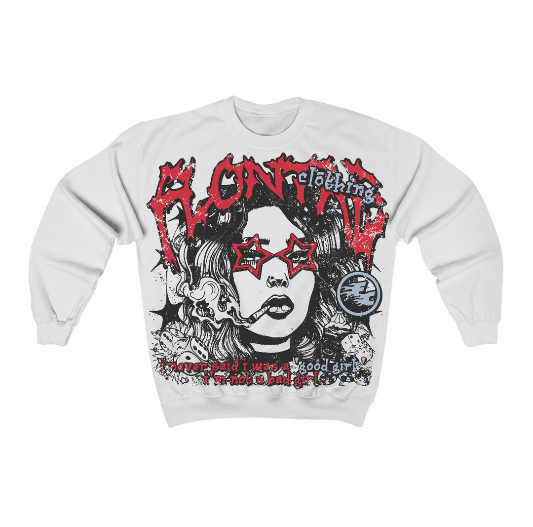 Fire Red “Black Tongue” 5s Flontae Crewneck Sweatshirt Keep Quiet Graphic