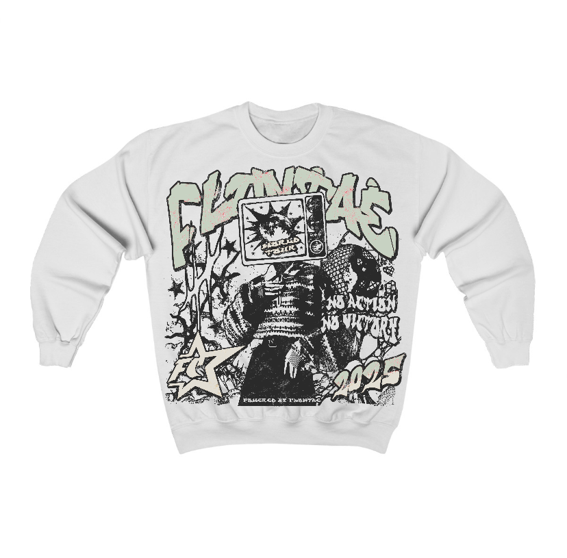 Seafoam 4s Flontae Crewneck Sweatshirt No Victory Graphic