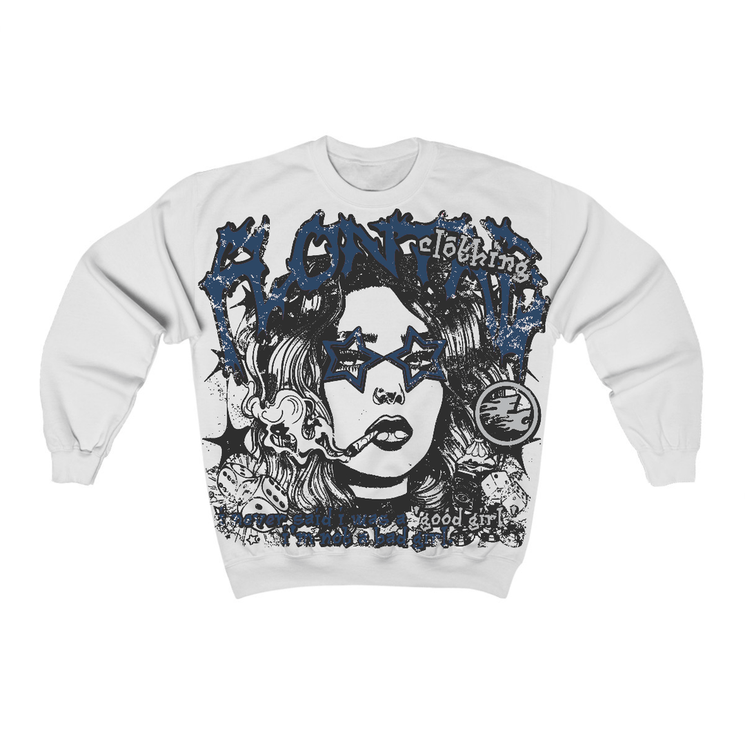 French Blue 12s Flontae Crewneck Sweatshirt Keep Quiet Graphic