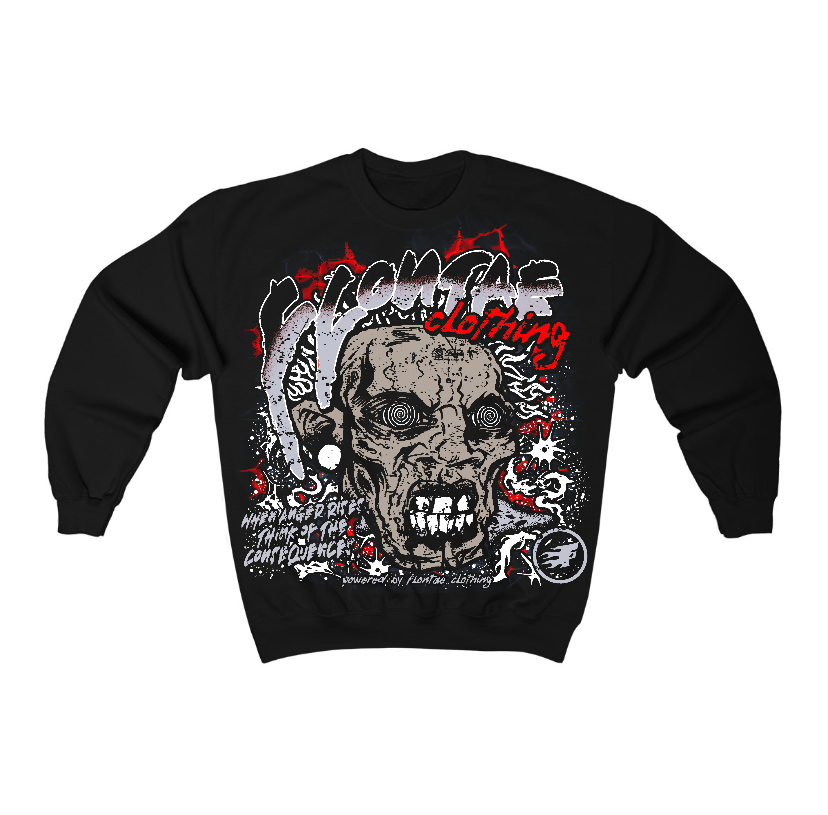 Black Cement 3s Flontae Crewneck Sweatshirt Consequences Graphic