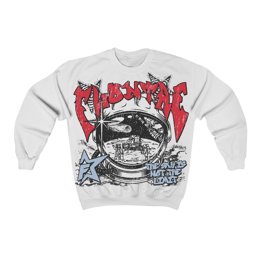Fire Red “Black Tongue” 5s Flontae Crewneck Sweatshirt Stay Ahead Graphic