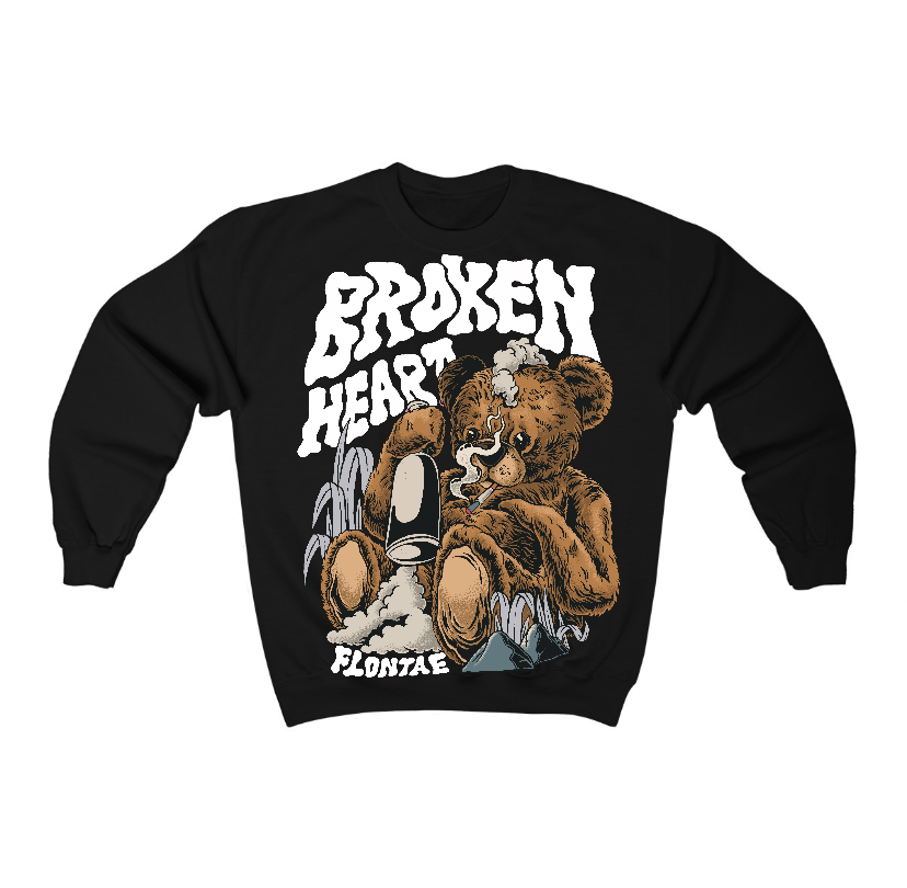 Reverse Metallic 5s Flontae Crewneck Sweatshirt Broken Heart Graphic