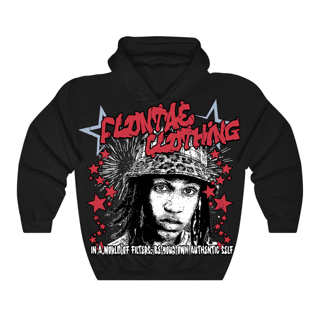 Fire Red “Black Tongue” 5s Flontae Hoodie Be Yourself Graphic