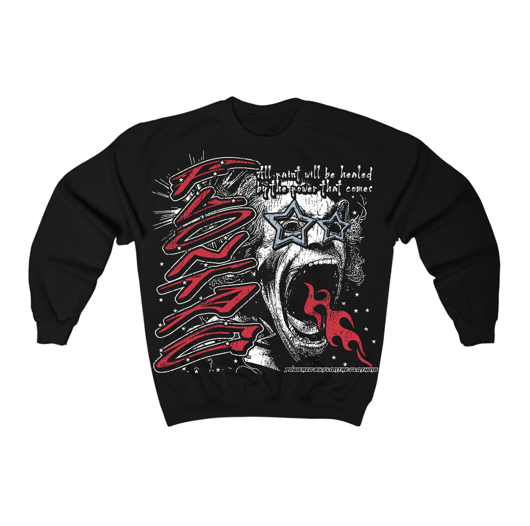 Fire Red “Black Tongue” 5s Flontae Crewneck Sweatshirt Wonder Graphic