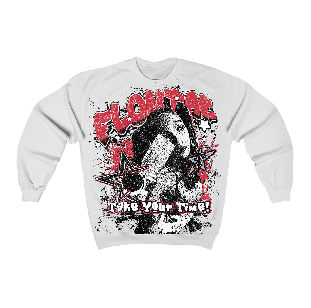 Fire Red “Black Tongue” 5s Flontae Crewneck Sweatshirt Be Patient Graphic