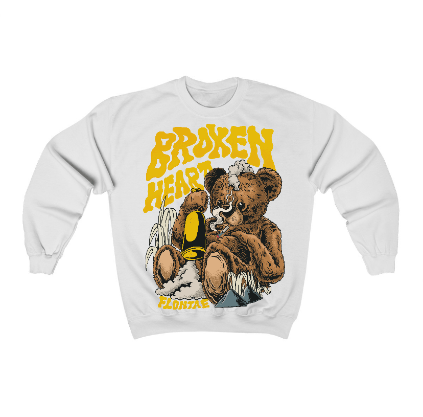 Vivid Sulfur 4s Flontae Crewneck Sweatshirt Broken Heart Graphic