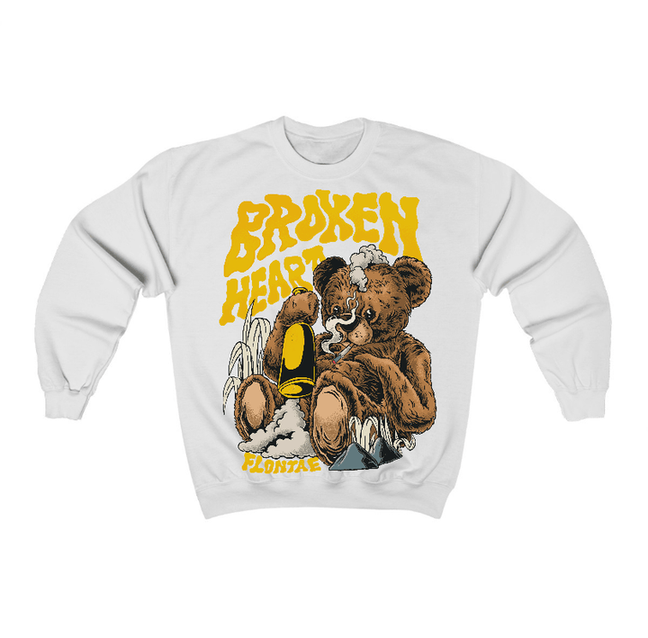 Vivid Sulfur 4s Flontae Crewneck Sweatshirt Broken Heart Graphic