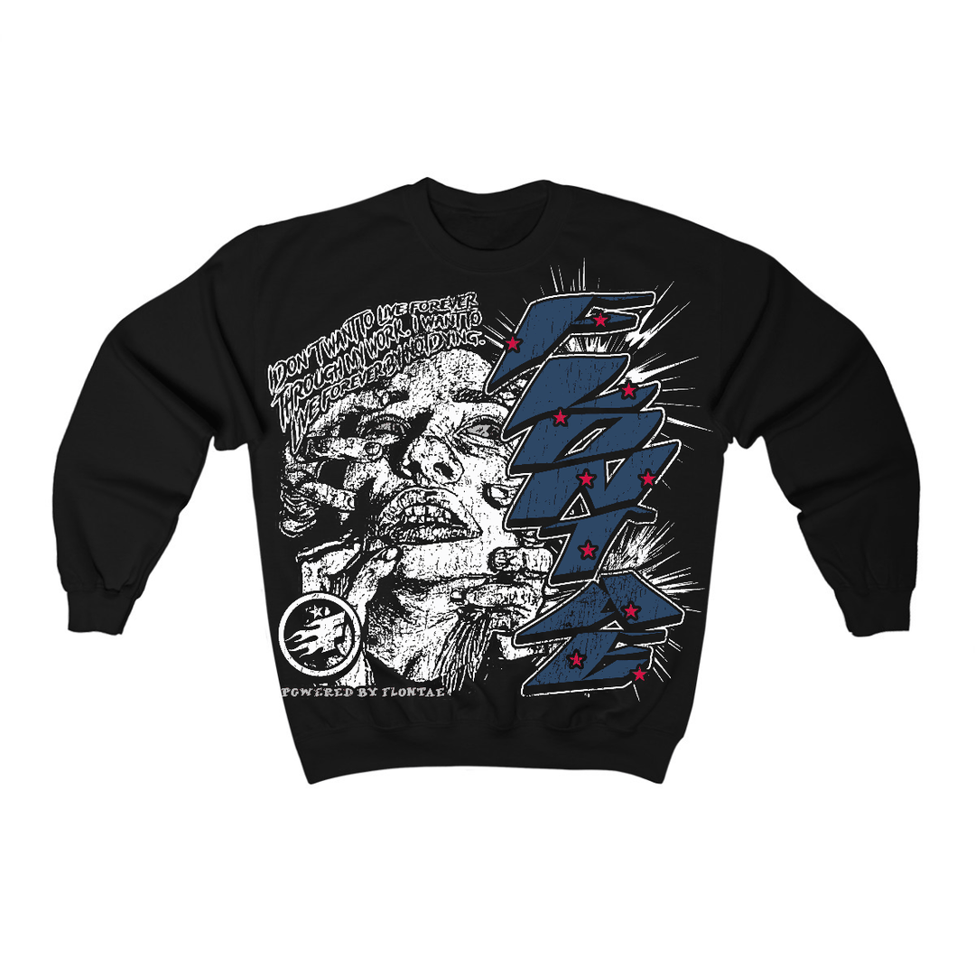 French Blue 12s Flontae Crewneck Sweatshirt Forever Graphic