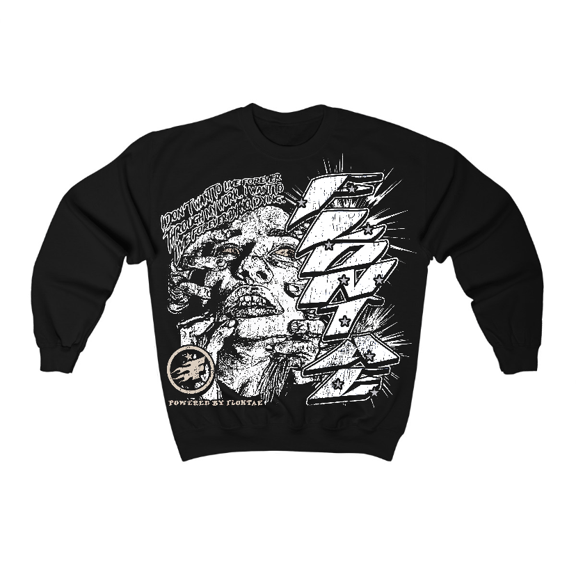 Reverse Metallic 5s Flontae Crewneck Sweatshirt Forever Graphic