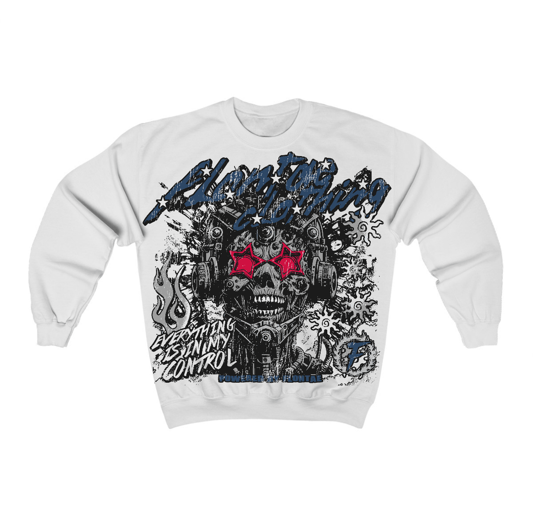 French Blue 12s Flontae Crewneck Sweatshirt My Control Graphic