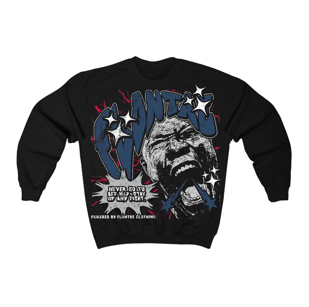 French Blue 12s Flontae Crewneck Sweatshirt Never Quit Graphic