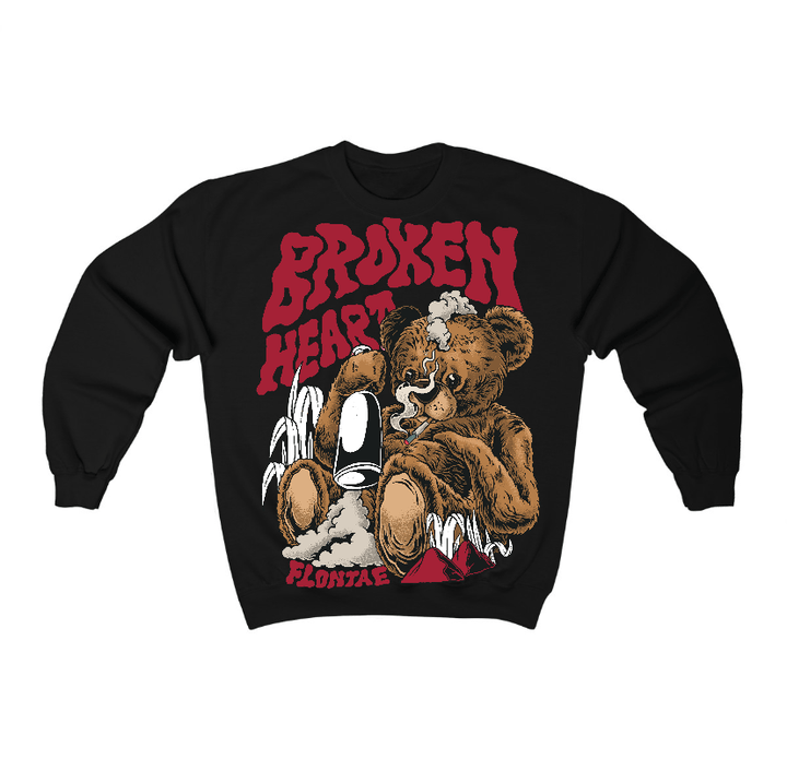 Black Toe 14s Flontae Crewneck Sweatshirt Broken Heart Graphic