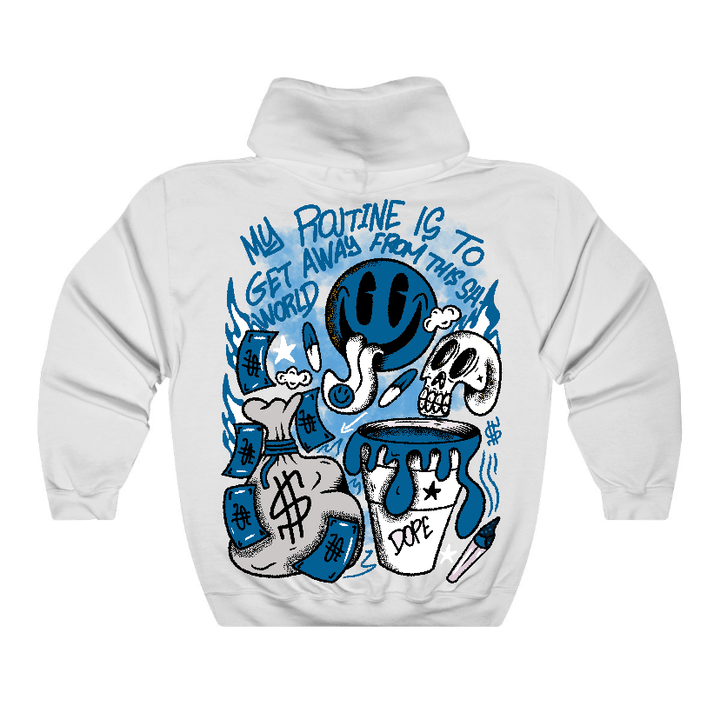 Military Blue 4s Flontae Hoodie Sweatshirt Stay Out Graphic