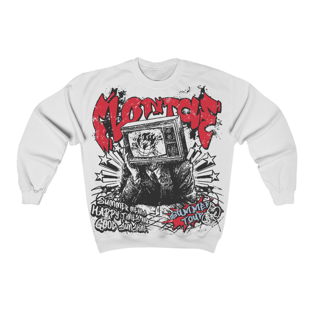 Fire Red “Black Tongue” 5s Flontae Crewneck Sweatshirt Happiness Graphic