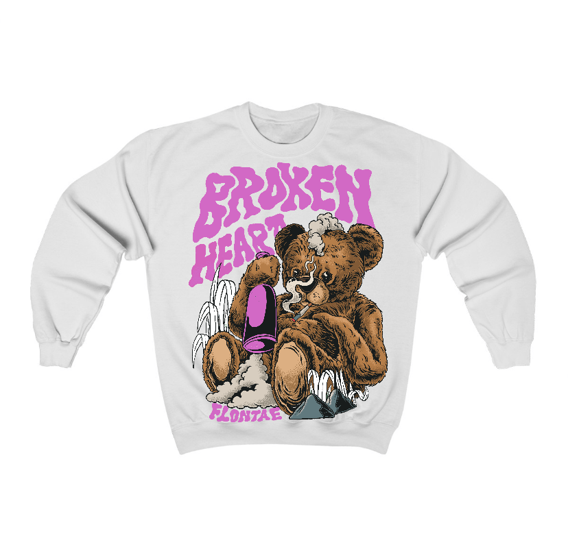 Hyper Violet 4s Flontae Crewneck Sweatshirt Broken Heart Graphic