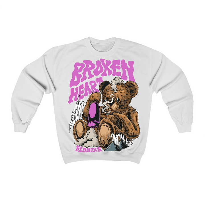 Hyper Violet 4s Flontae Crewneck Sweatshirt Broken Heart Graphic