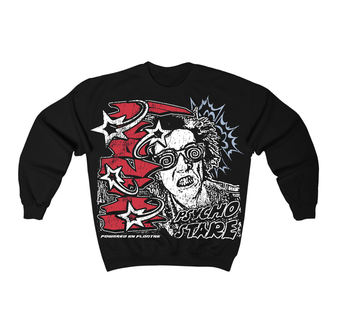 Fire Red “Black Tongue” 5s Flontae Crewneck Sweatshirt Stare Graphic