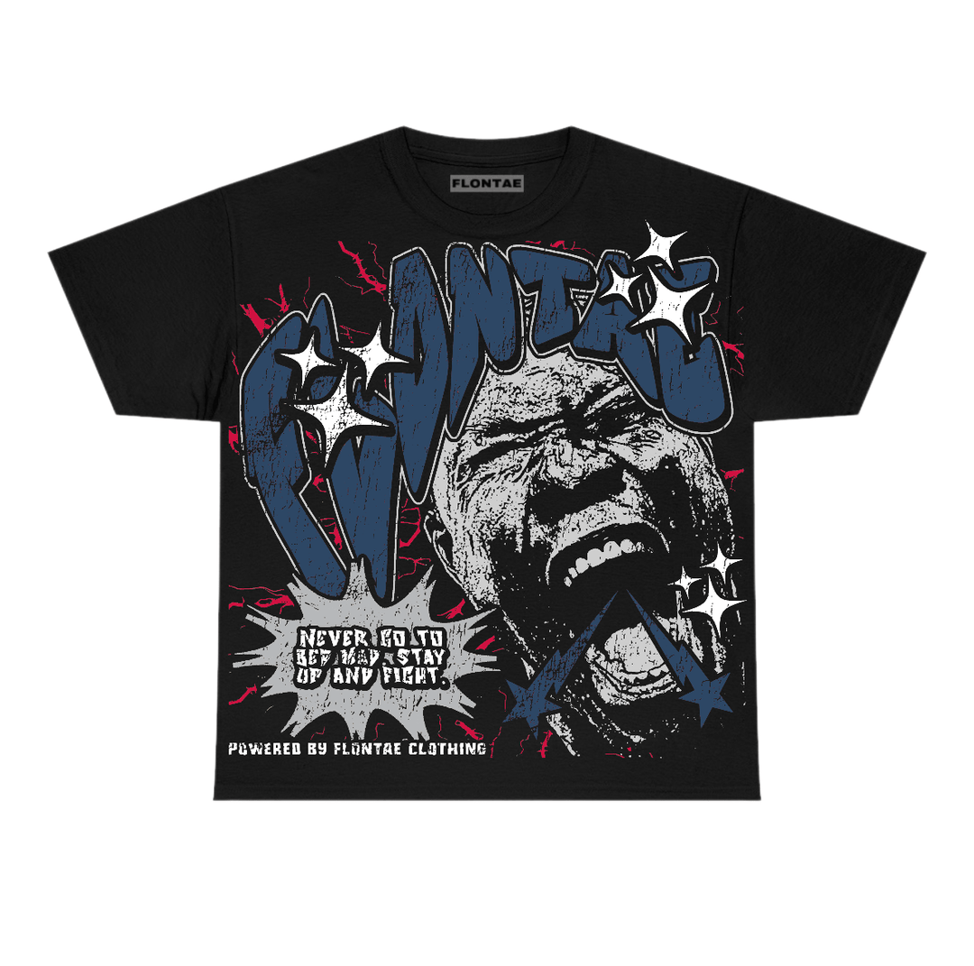 French Blue 12s Flontae T-Shirt Never Quit Graphic