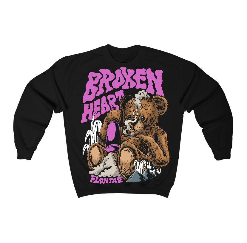 Hyper Violet 4s Flontae Crewneck Sweatshirt Broken Heart Graphic