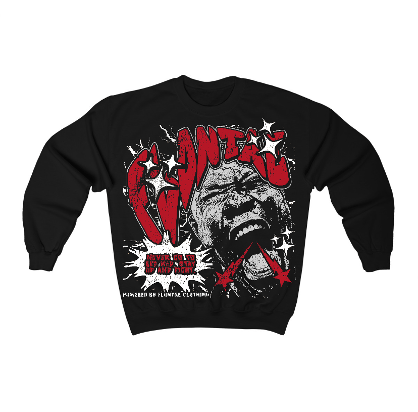 Flu Game 12s Flontae Crewneck Sweatshirt Never Quit Graphic