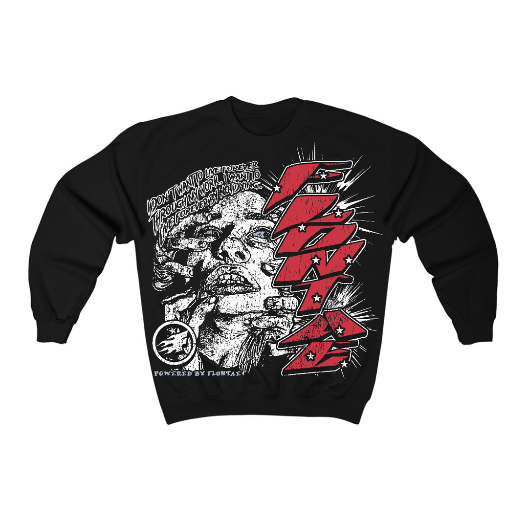 Fire Red “Black Tongue” 5s Flontae Crewneck Sweatshirt Forever Graphic