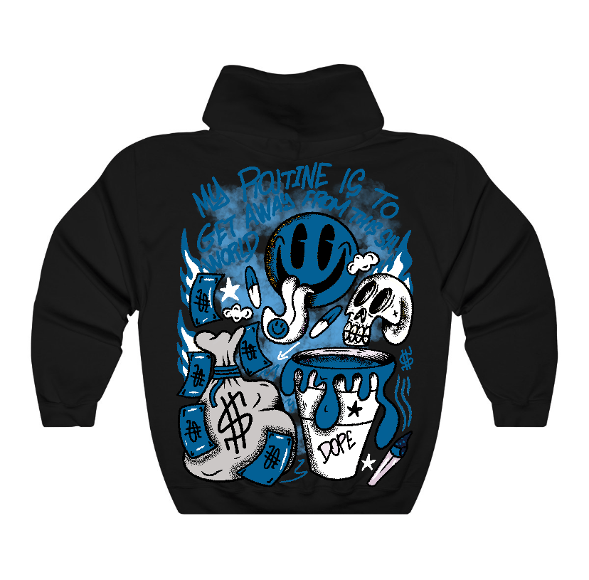 Military Blue 4s Flontae Hoodie Sweatshirt Stay Out Graphic
