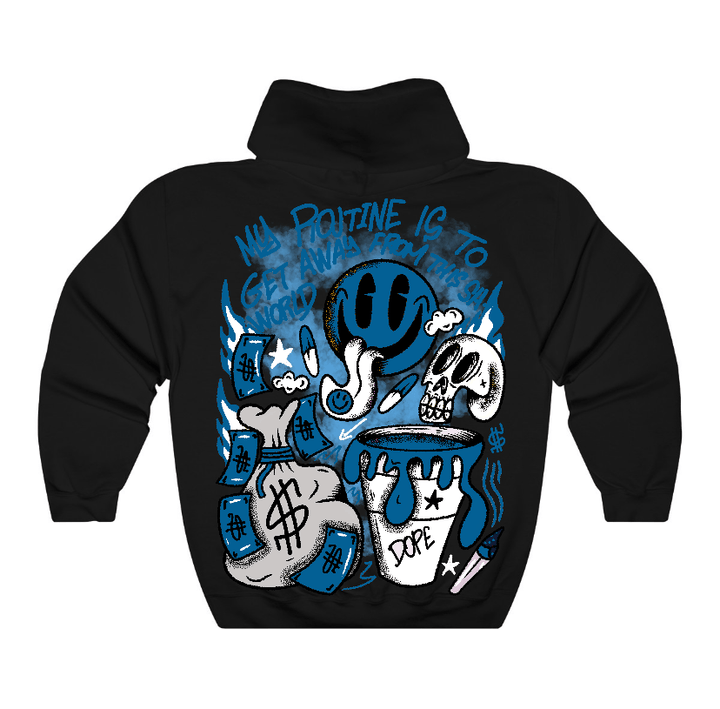 Military Blue 4s Flontae Hoodie Sweatshirt Stay Out Graphic