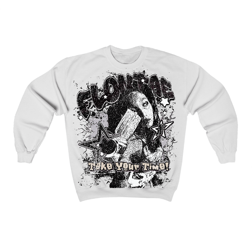 Reverse Metallic 5s Flontae Crewneck Sweatshirt Be Patient Graphic