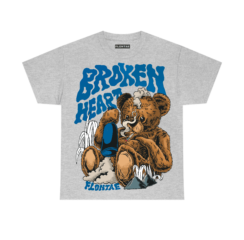 Military Blue 4s Flontae T-Shirt Broken Heart Graphic
