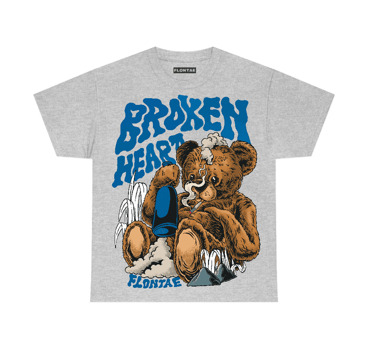 Military Blue 4s Flontae T-Shirt Broken Heart Graphic