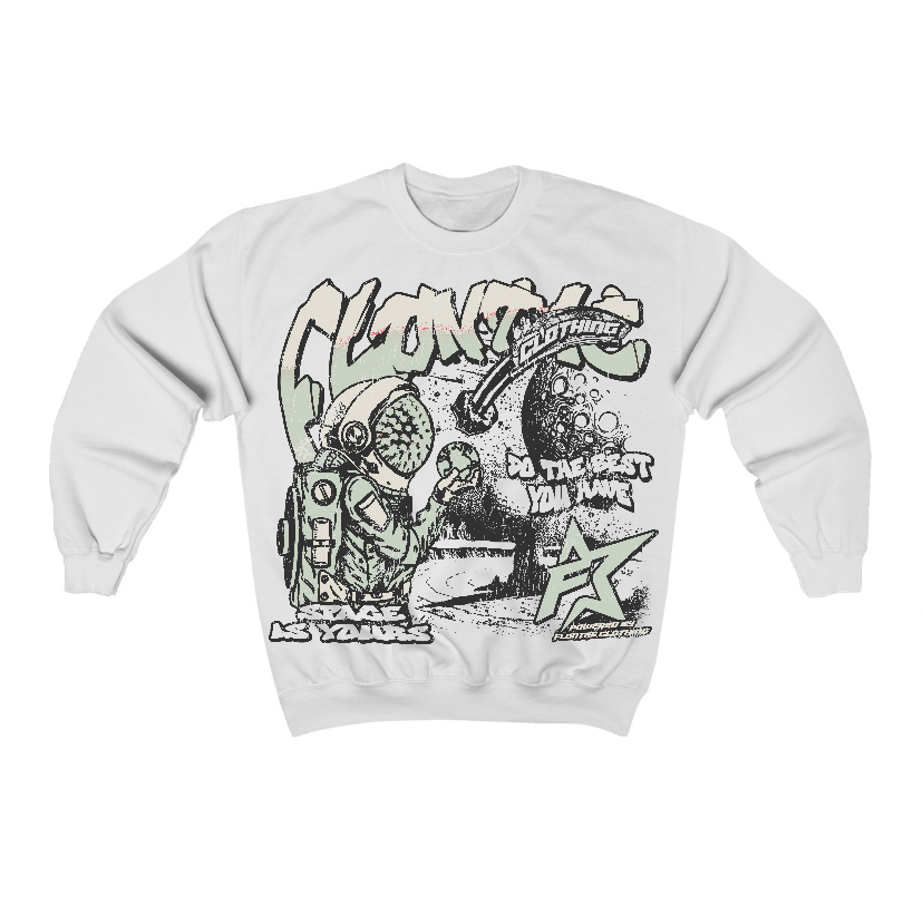 Seafoam 4s Flontae Crewneck Sweatshirt Space Is Yours Graphic
