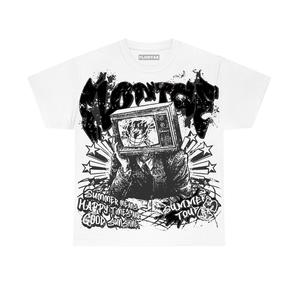Black Cat 4s Flontae T-Shirt Happiness Graphic